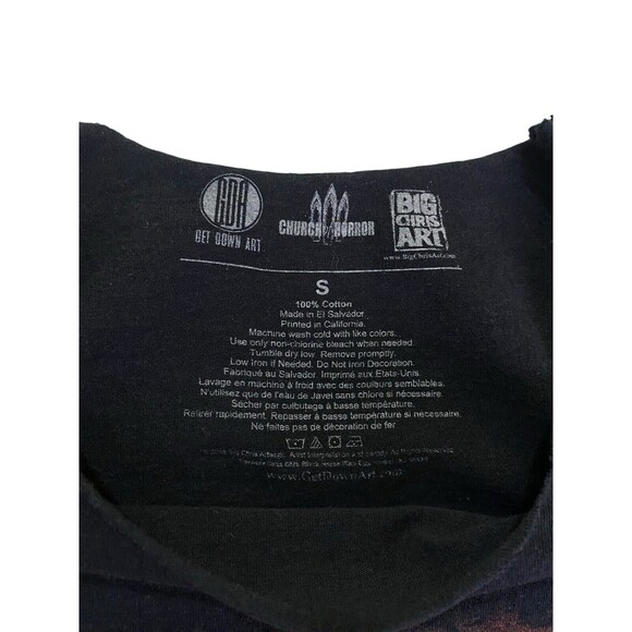 Big Chris Art Black “Cut the Deck” Horror Poker Graphic Tee No Neckline Sz Small - Picture 3 of 10